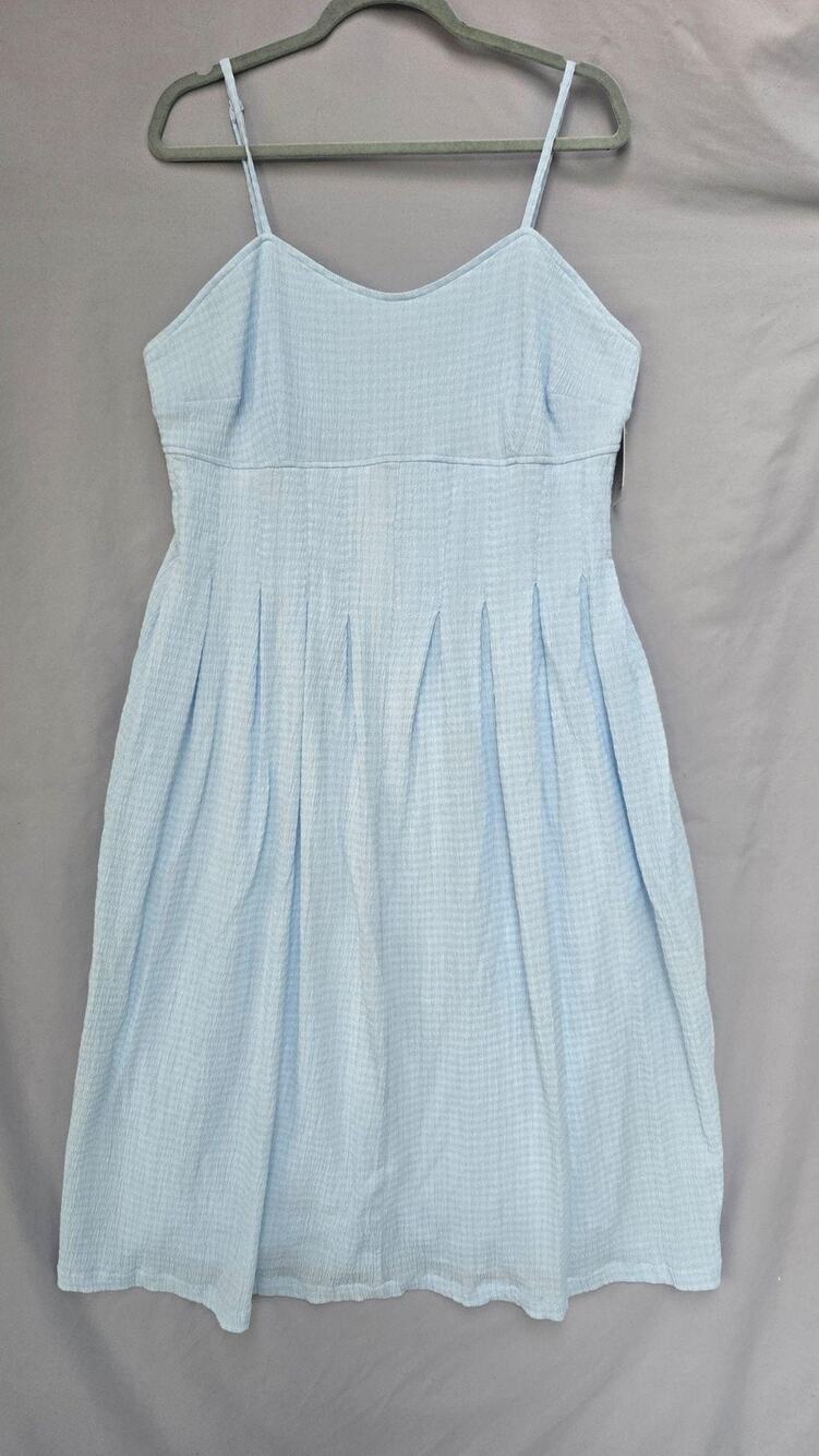 Prairiecore A New Day Dress Womens XXL Blue Sweetheart Smocked Textured Sundress
